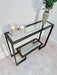 Kinsley Glass Metal Console Table - Dark Bronze