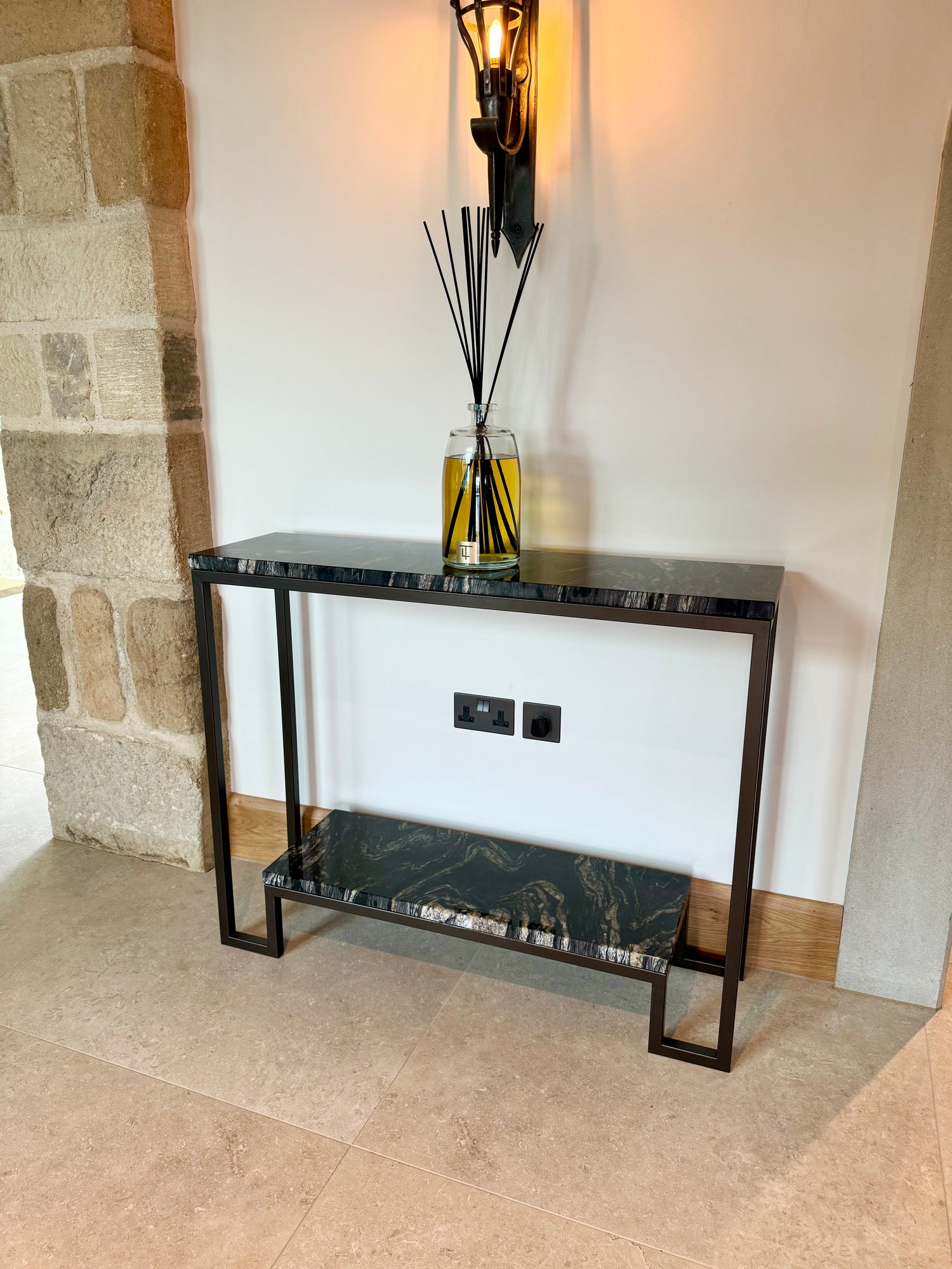 Hudson Granite Metal Console Table