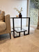 Kinsley Glass Metal Side Table - Dark Bronze