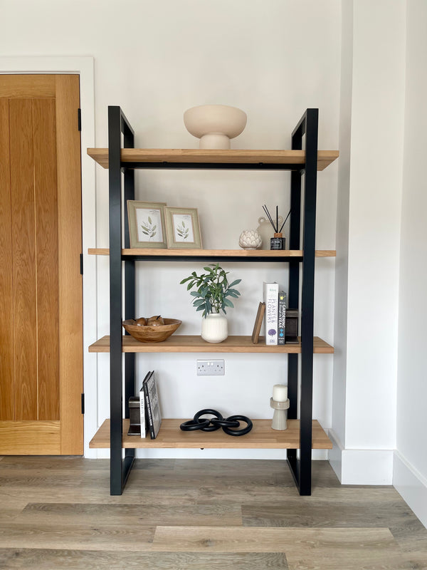 Landon Oak Metal Bookcase