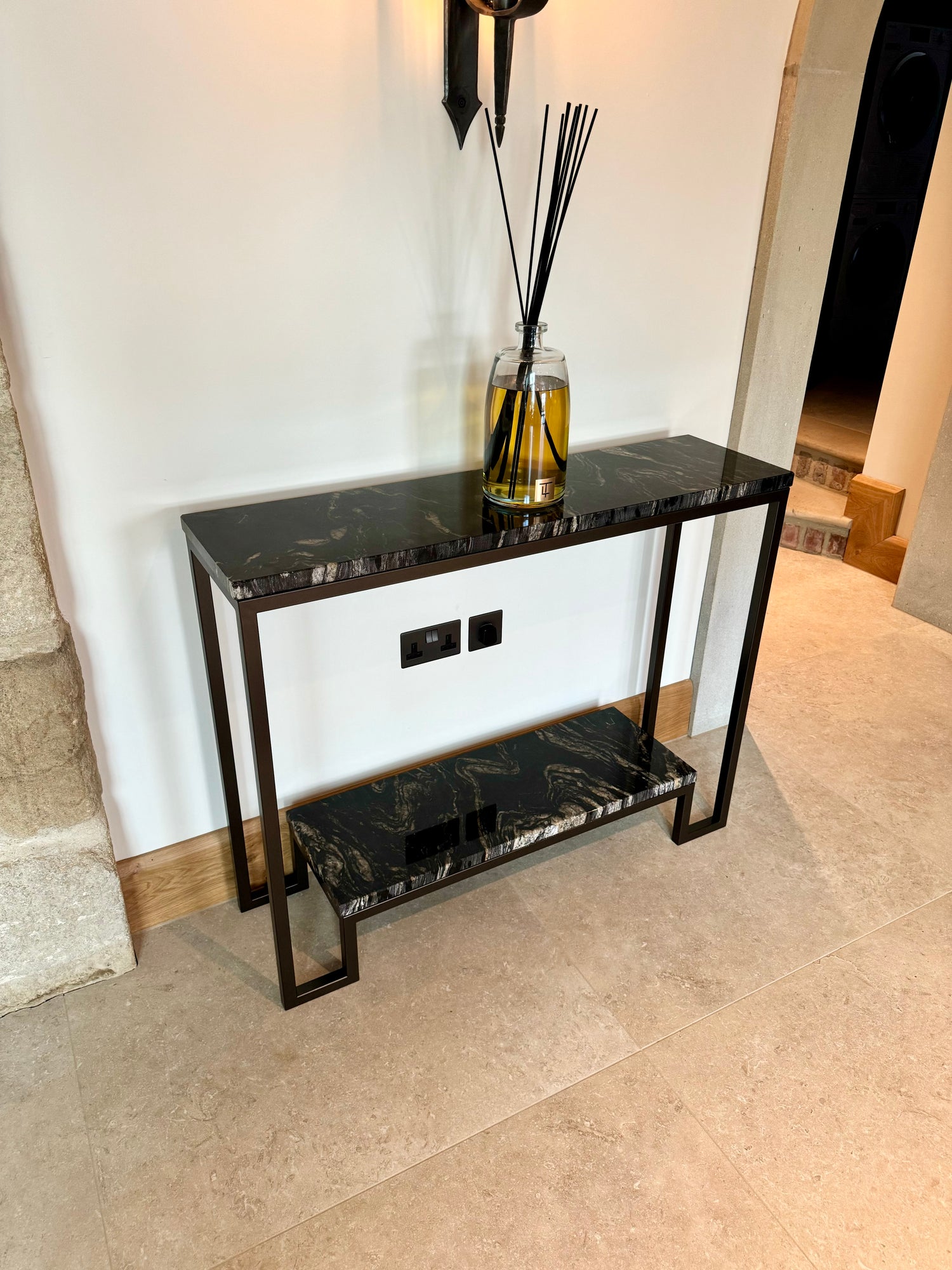 Hudson Granite Metal Console Table