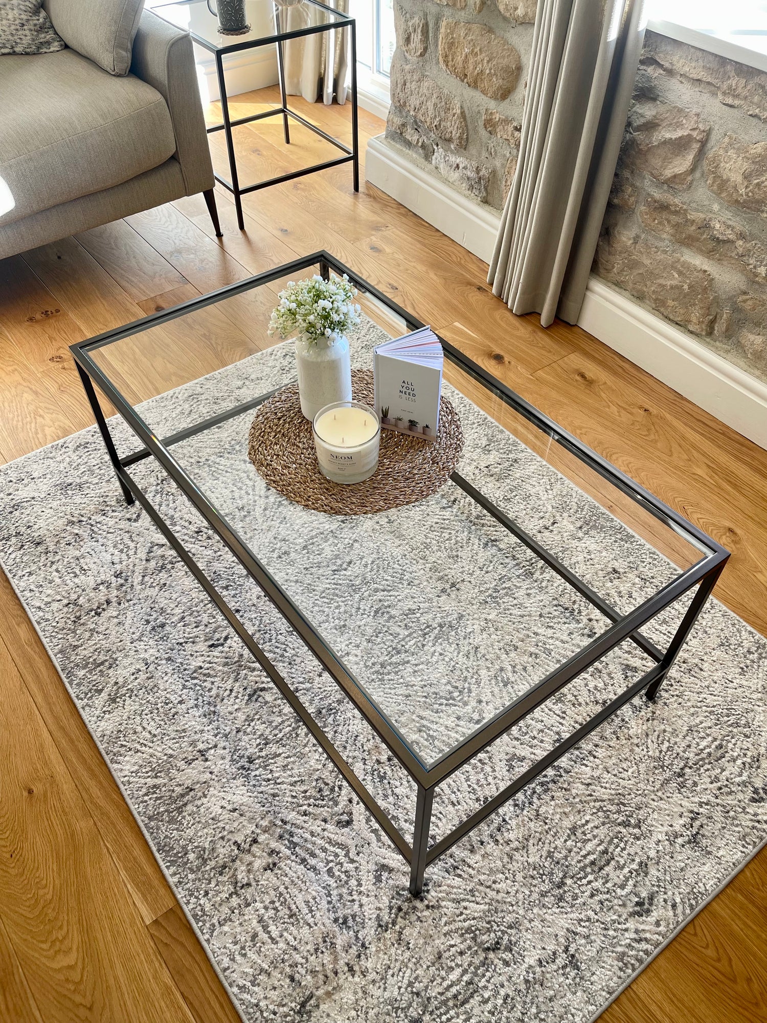 Madison Glass Metal Coffee Table - Dark Bronze