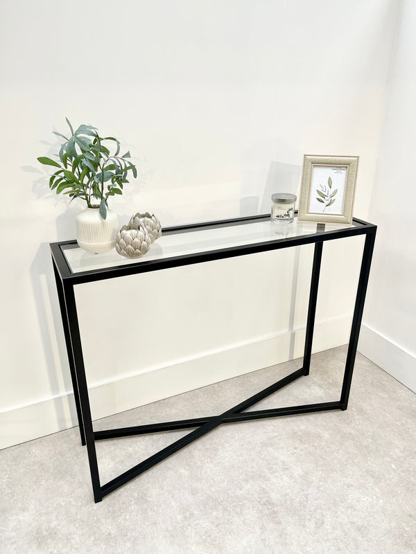 Crossley Glass Metal Console Table