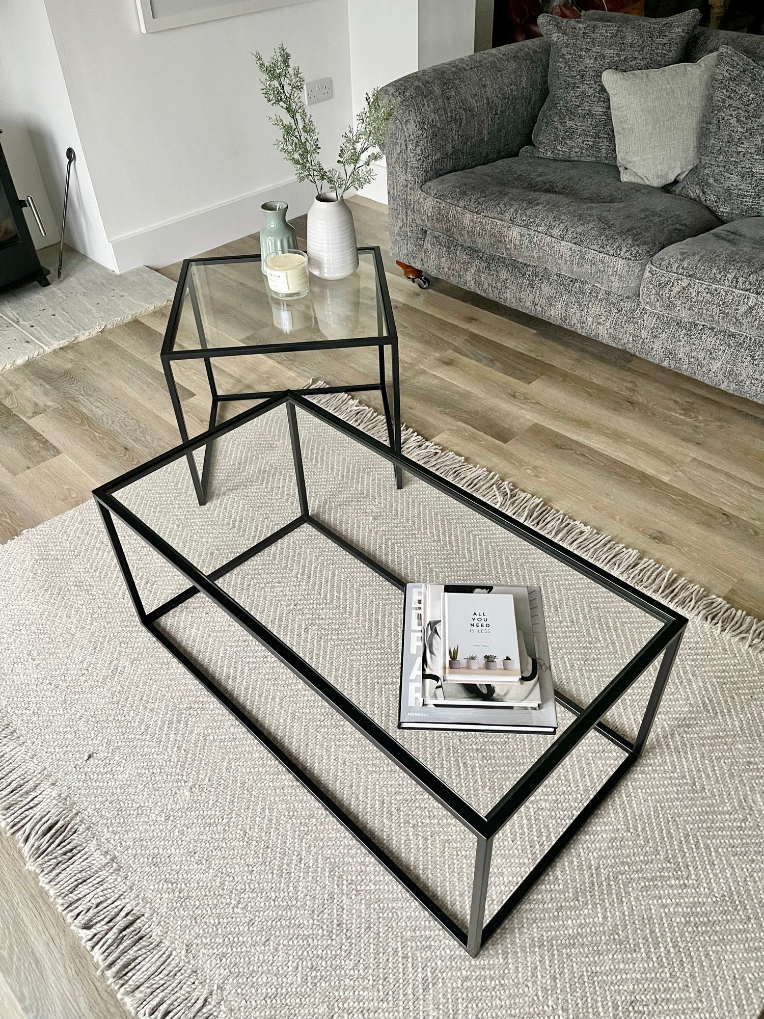 Glass Metal Nesting Coffee Tables