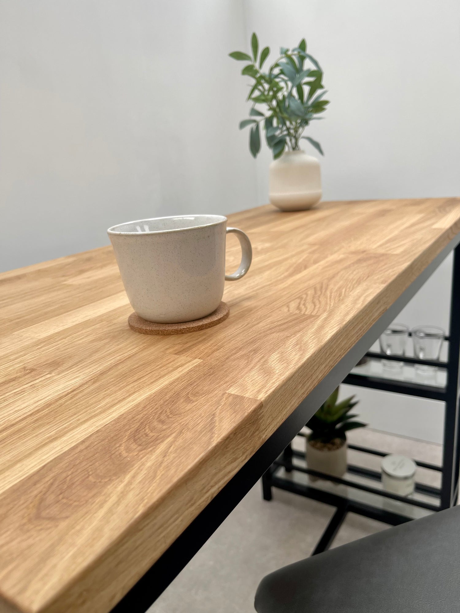 Oak Metal Breakfast Bar Table