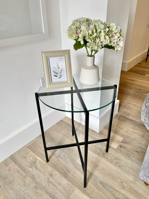 Madison Round Glass Metal Side Table