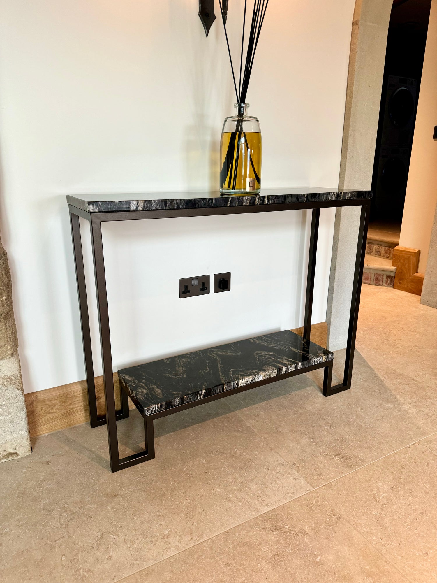 Hudson Granite Metal Console Table