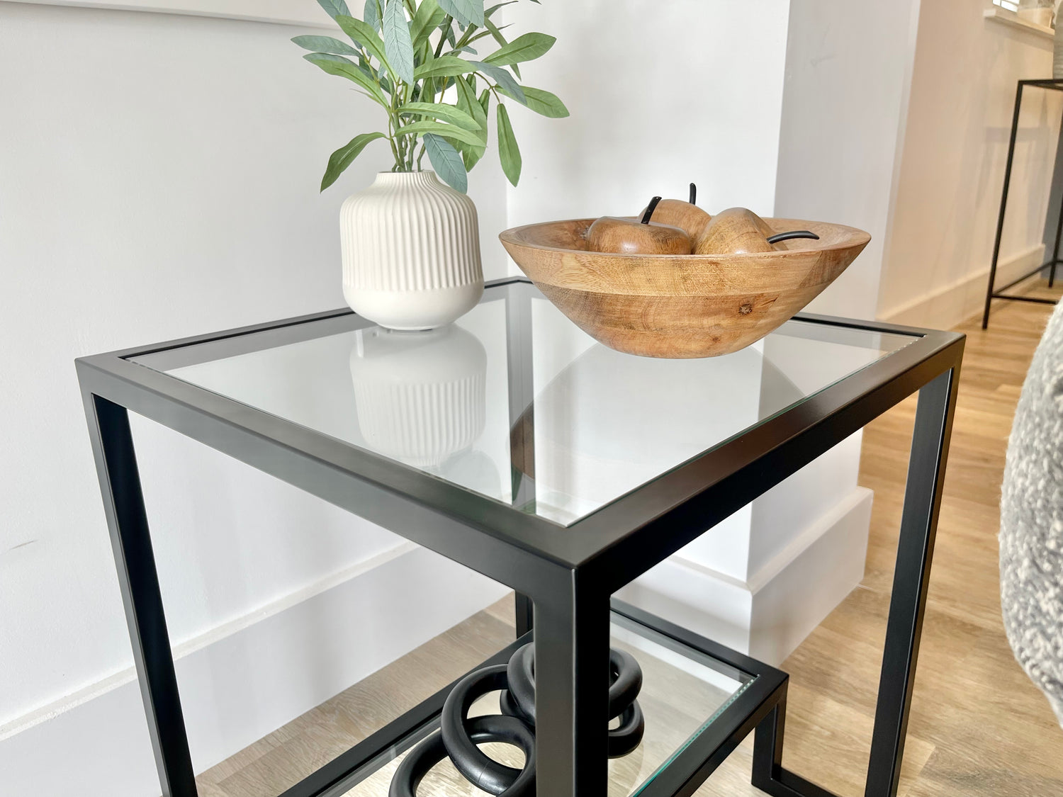 Hudson Glass Metal Side Table - Black