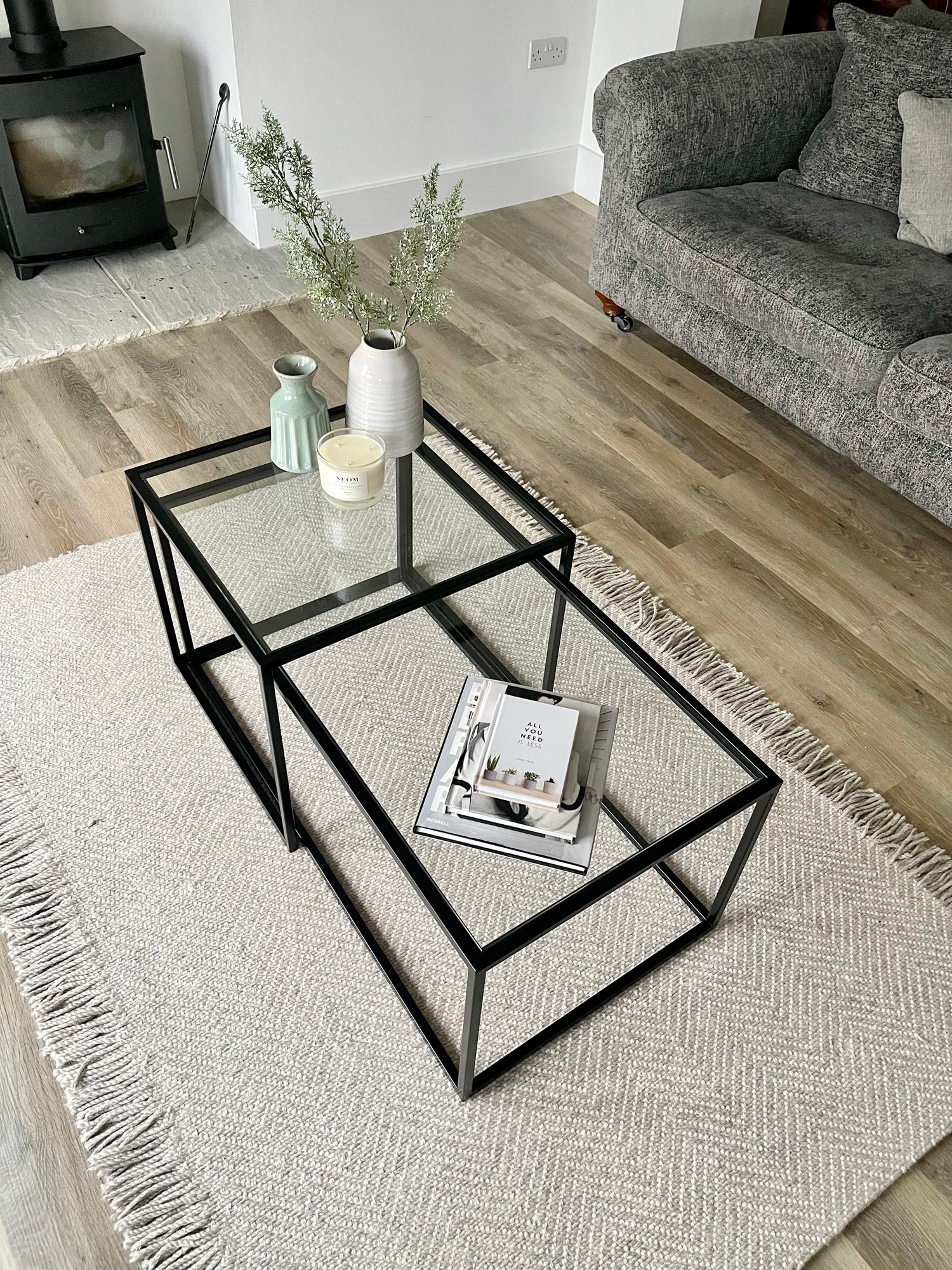 Glass Metal Nesting Coffee Tables