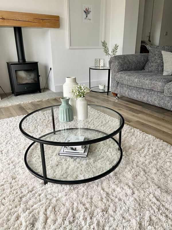 Avery Round Glass Metal Coffee Table