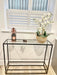 Glass Console Side End Table - Matte Black Minimalist Frame