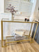 Gold Glass Console Side End Table