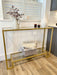 Gold Glass Console Side End Table