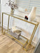 Gold Glass Console Side End Table