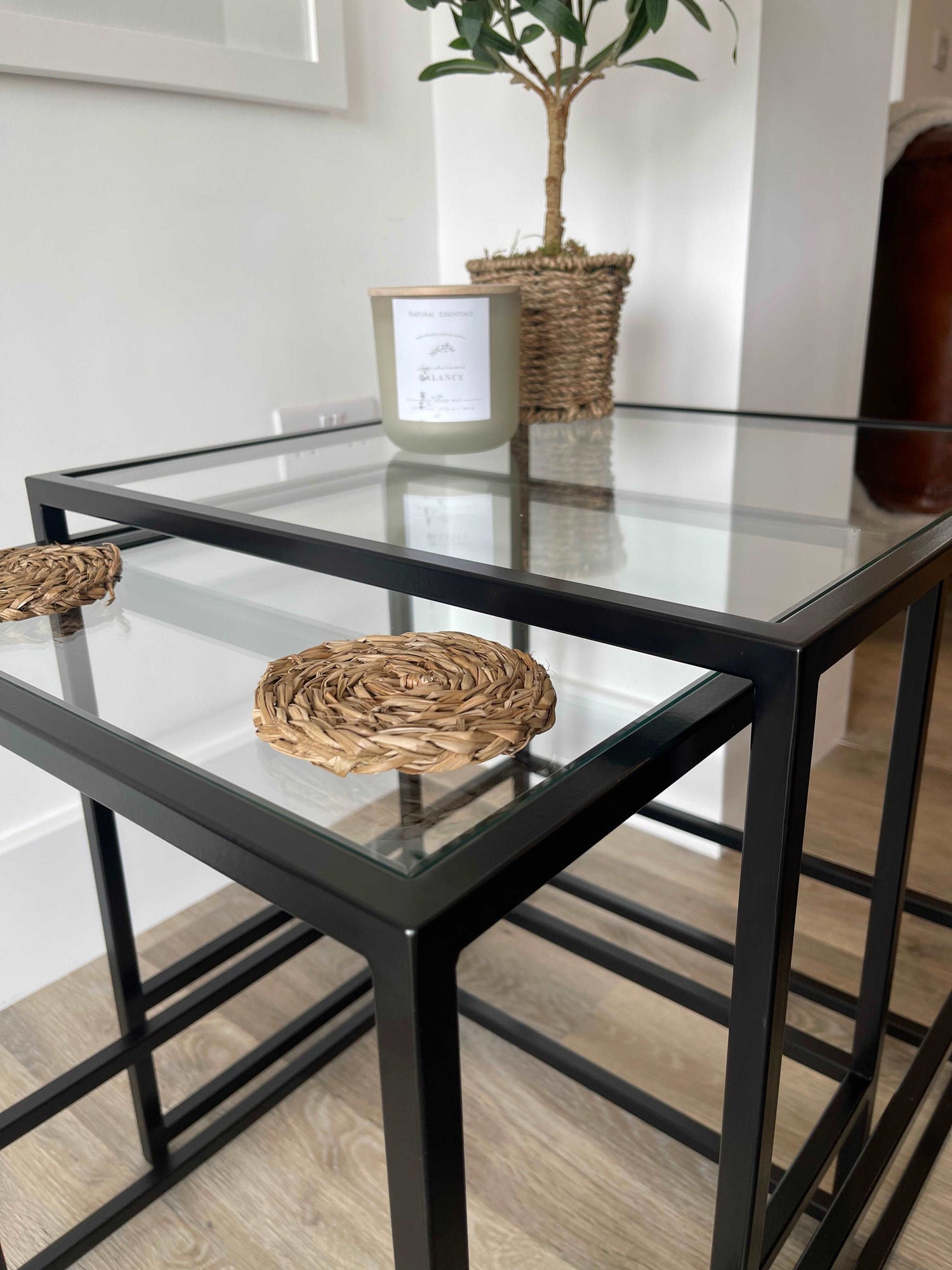 Glass Metal Nesting Side Tables