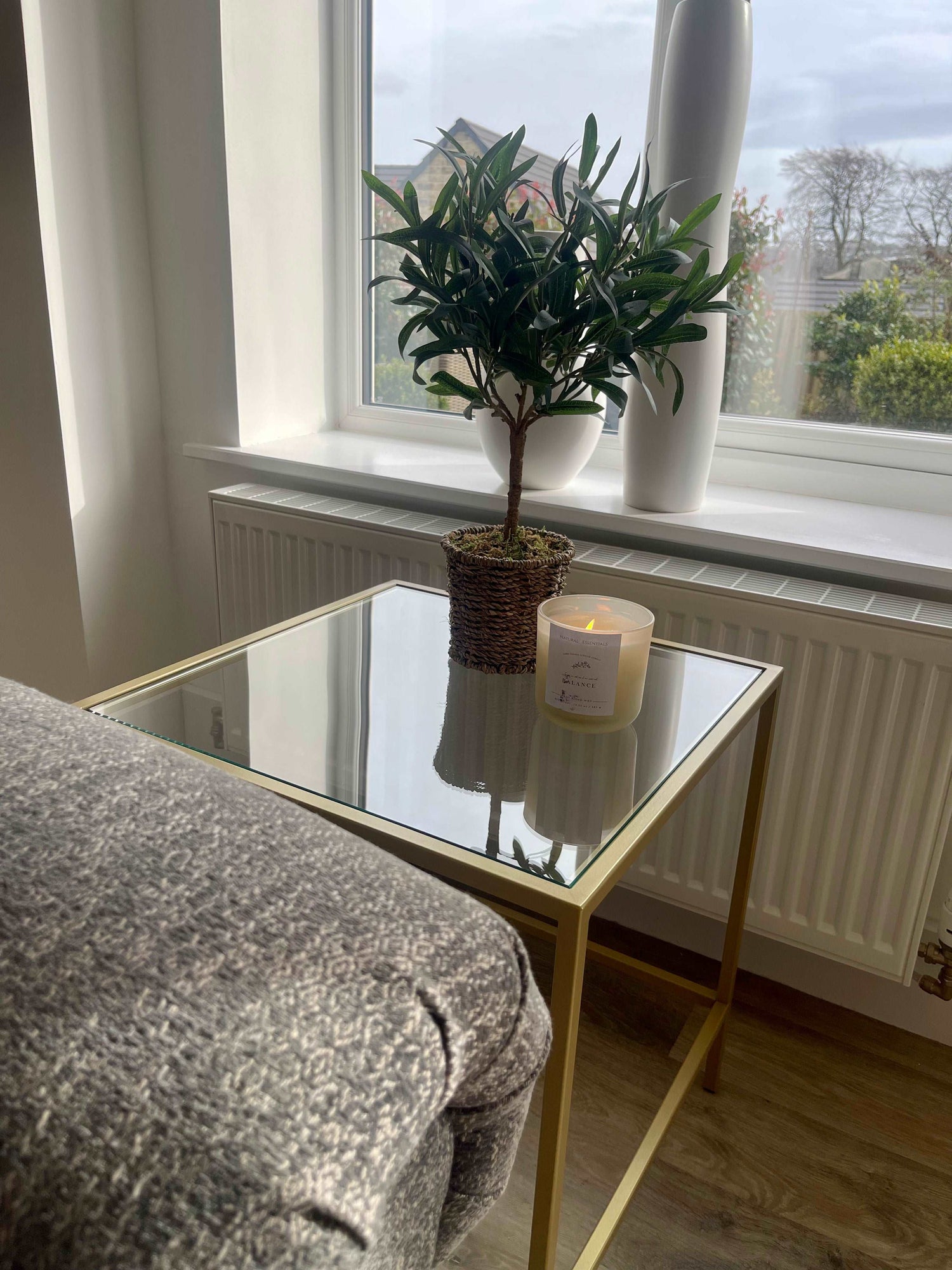 Gold Glass Side Table