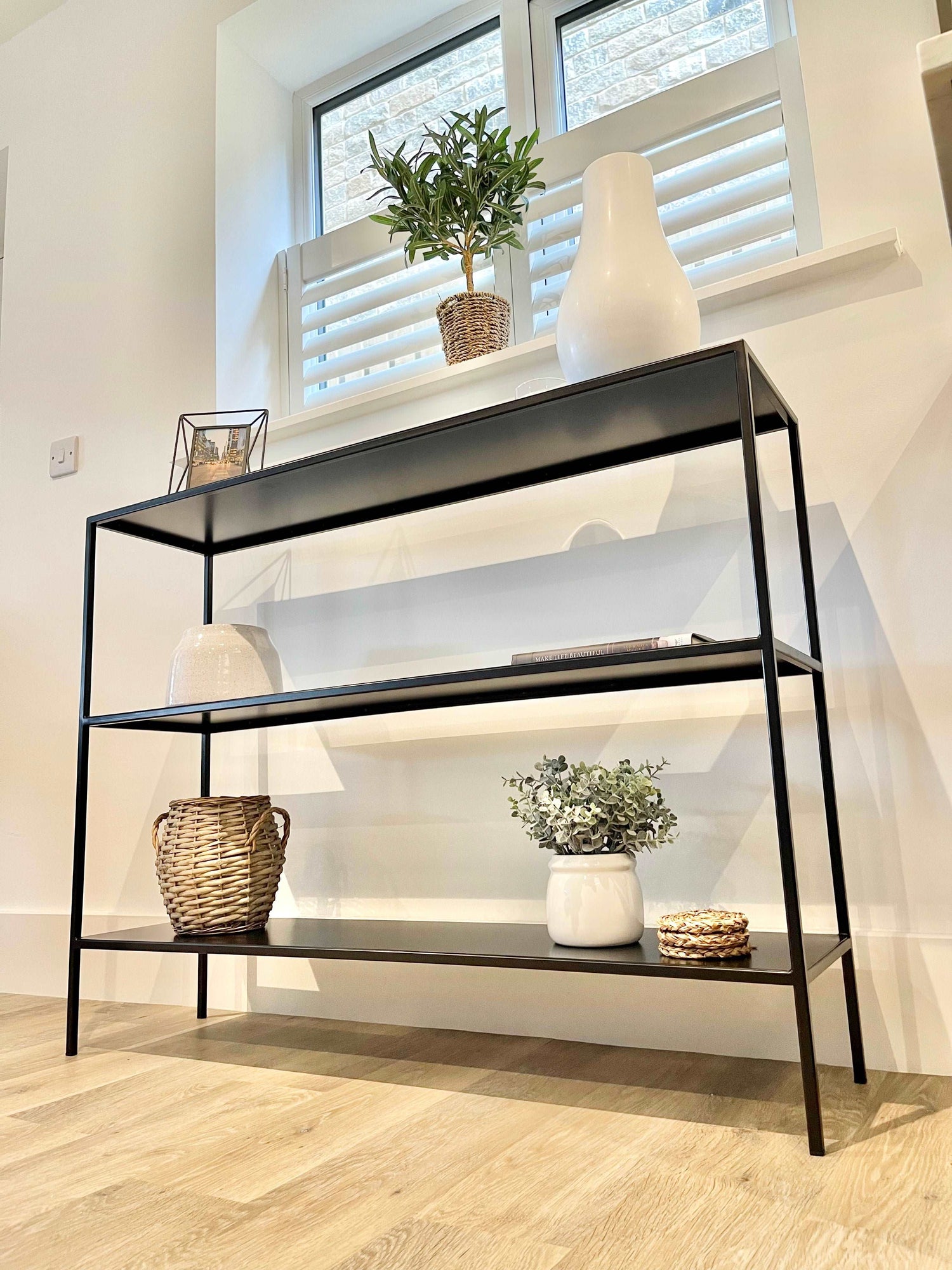 Matte Black Metal Console - 3 Tier