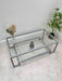 Glass Metal Coffee Table Silver Grey