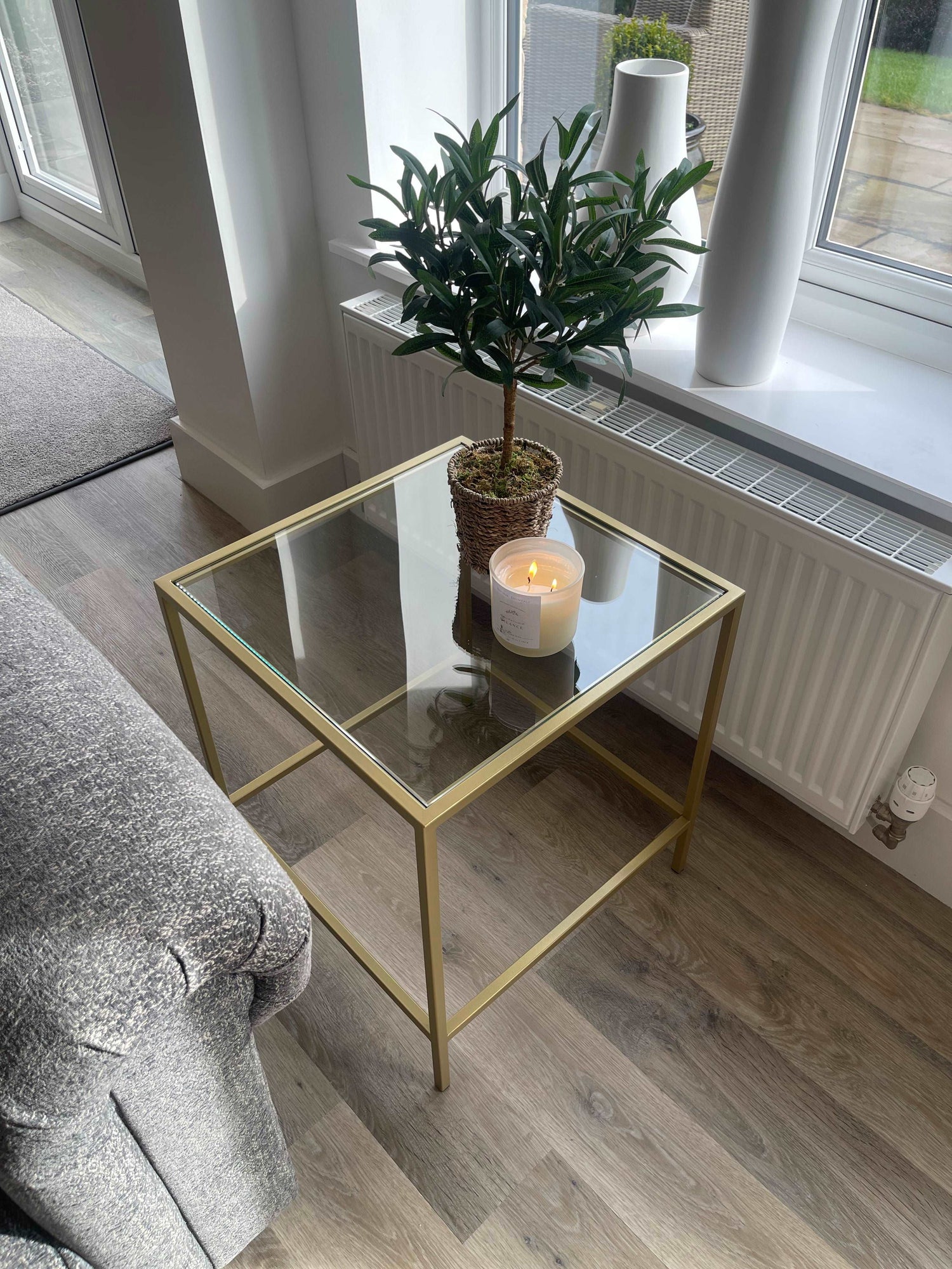 Gold Glass Side Table