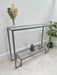 Glass Metal Console Table Silver Grey