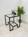 Glass Metal Side Table Dark Bronze