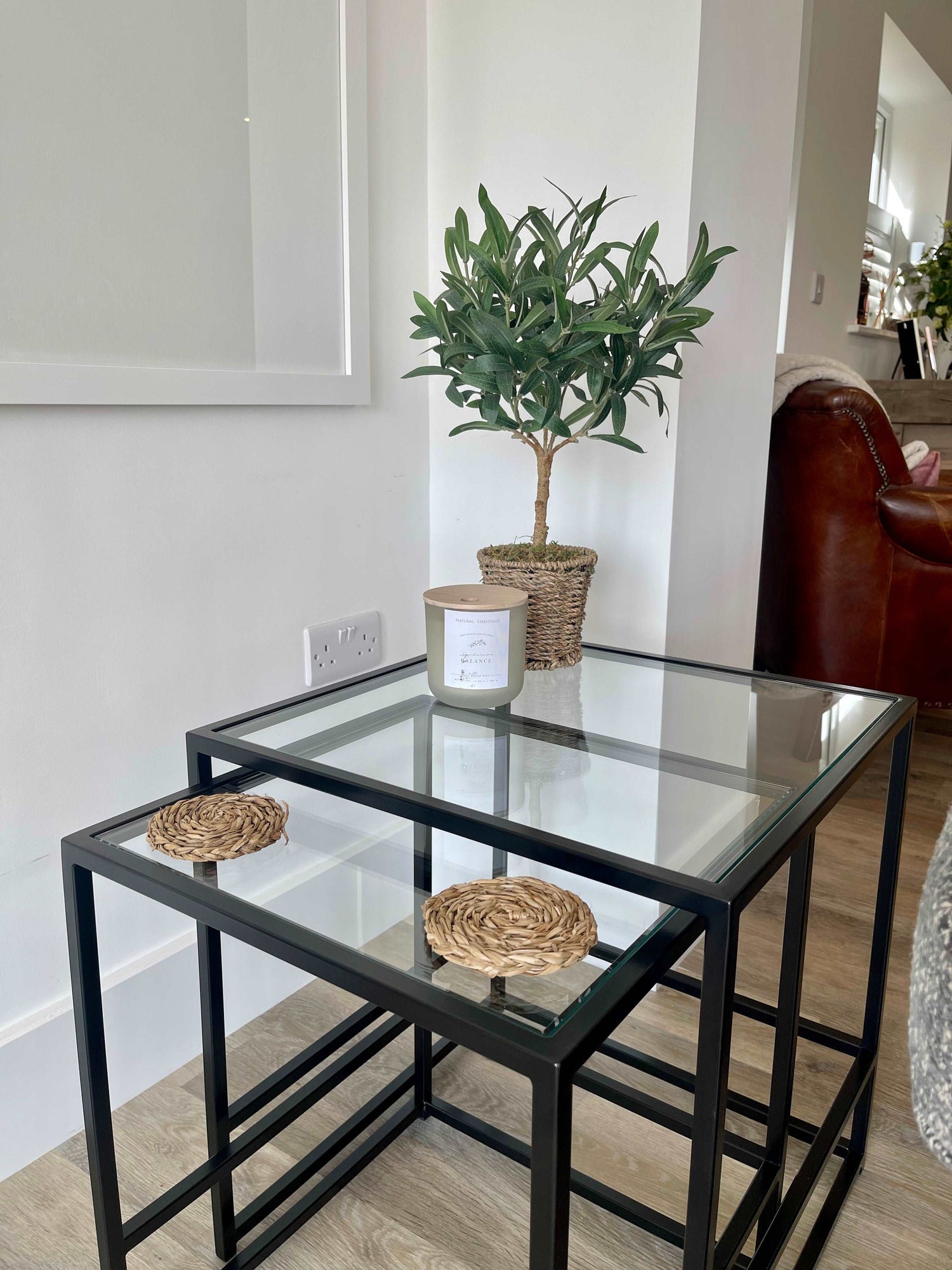 Glass Metal Nesting Side Tables