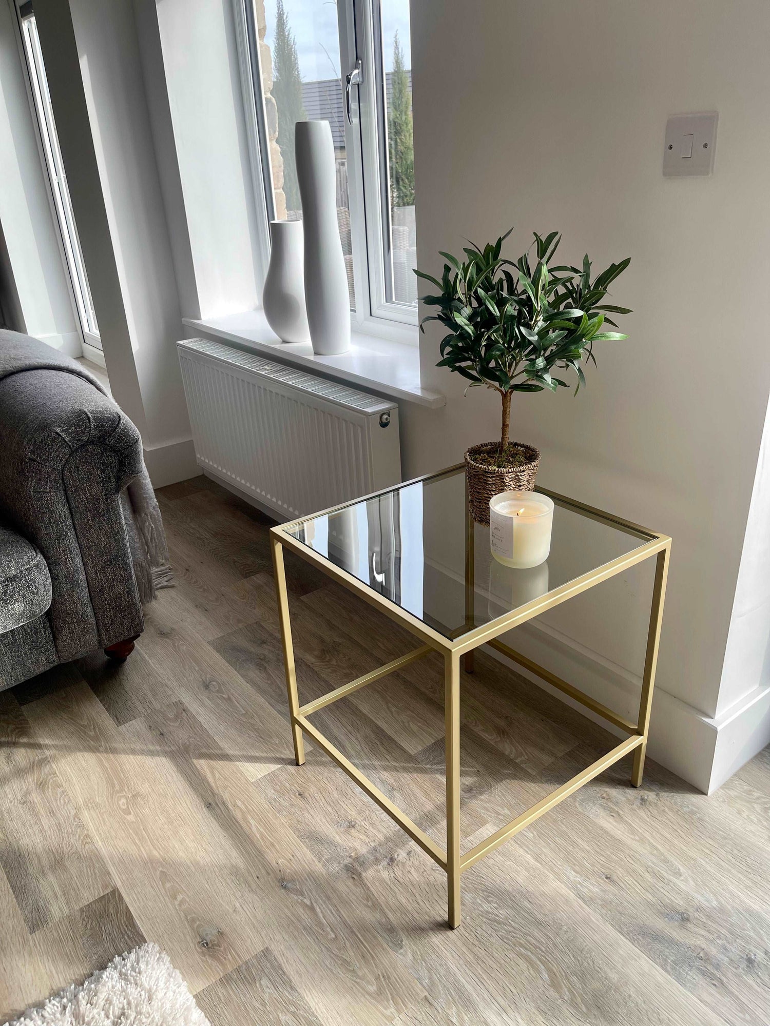 Gold Glass Side Table