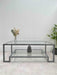 Glass Metal Coffee Table Silver Grey