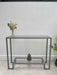 Glass Metal Console Table Silver Grey