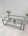 Glass Metal Coffee Table Silver Grey