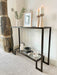 Glass Metal Console Table Dark Bronze