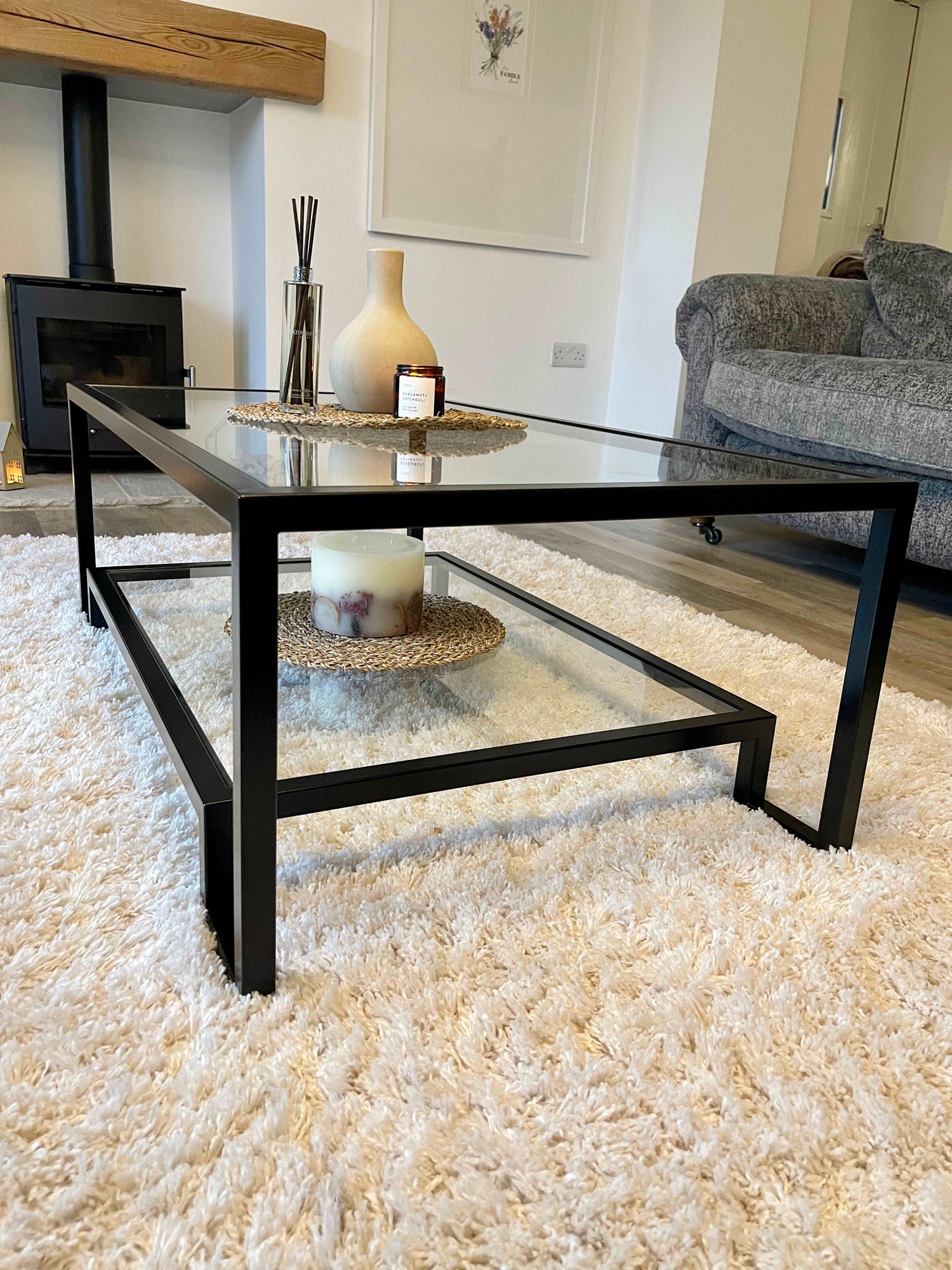 Glass Metal Coffee Table