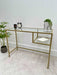 Glass Metal Office Desk Gold