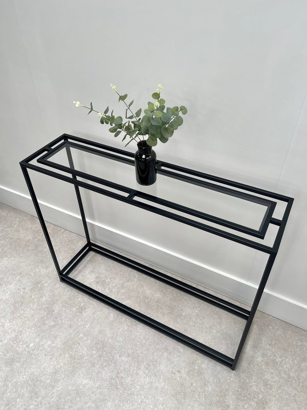 Thea Glass Metal Console Table