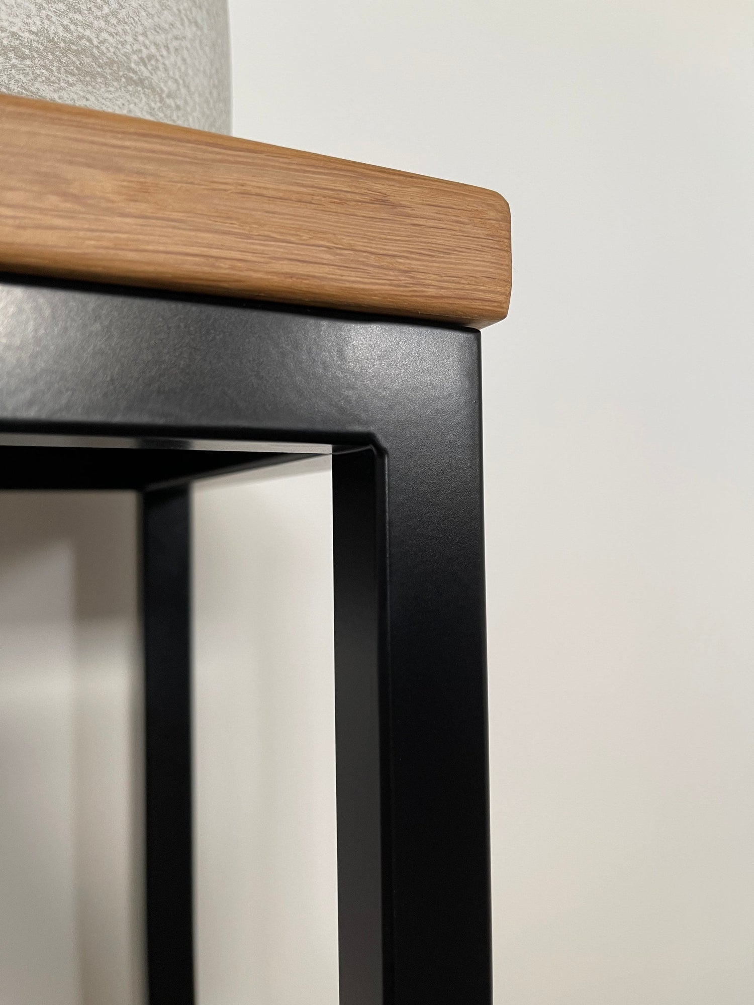 Oak Console Table Matte Black Steel Frame