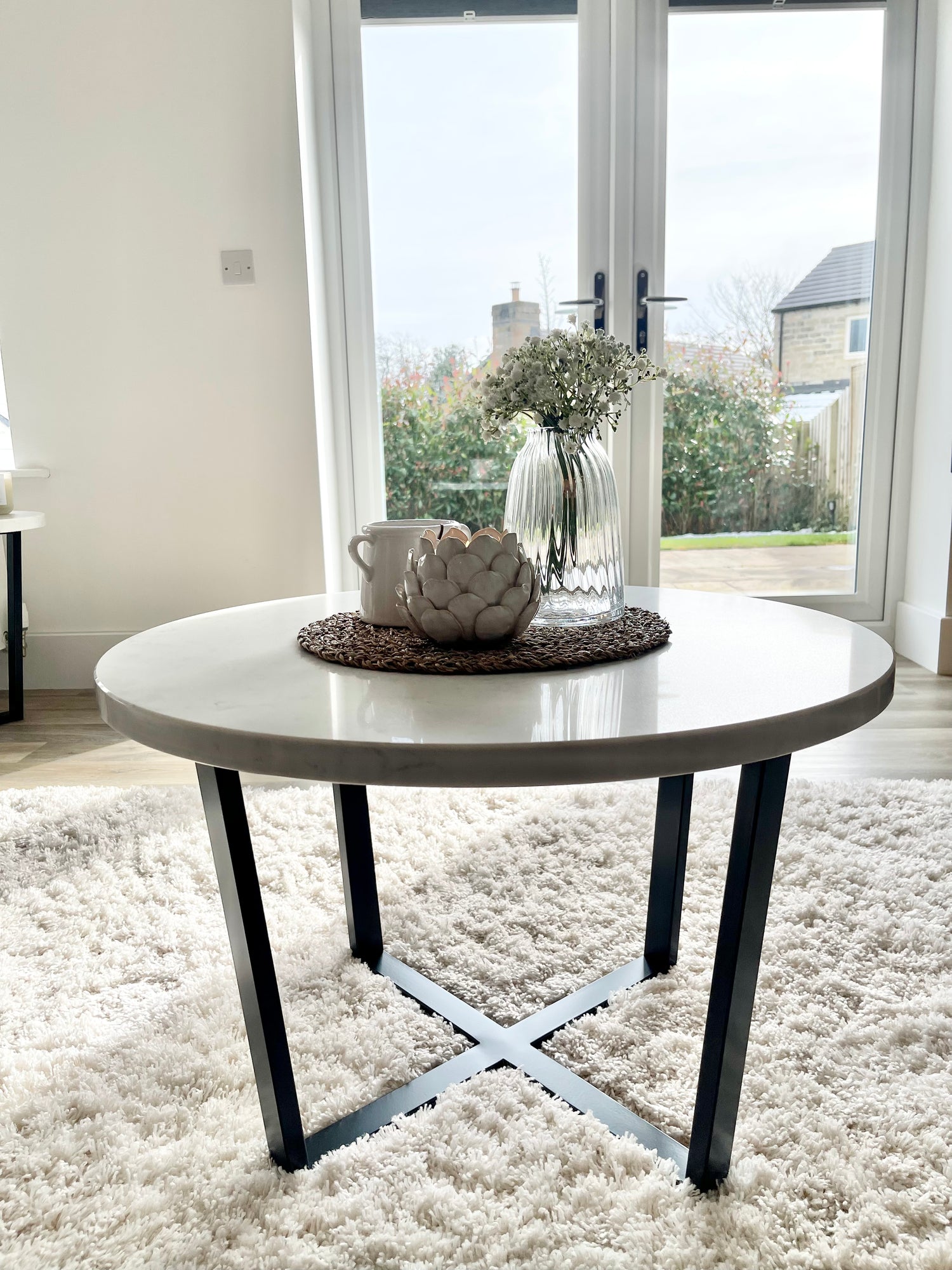 Luna Round Marble Metal Coffee Table