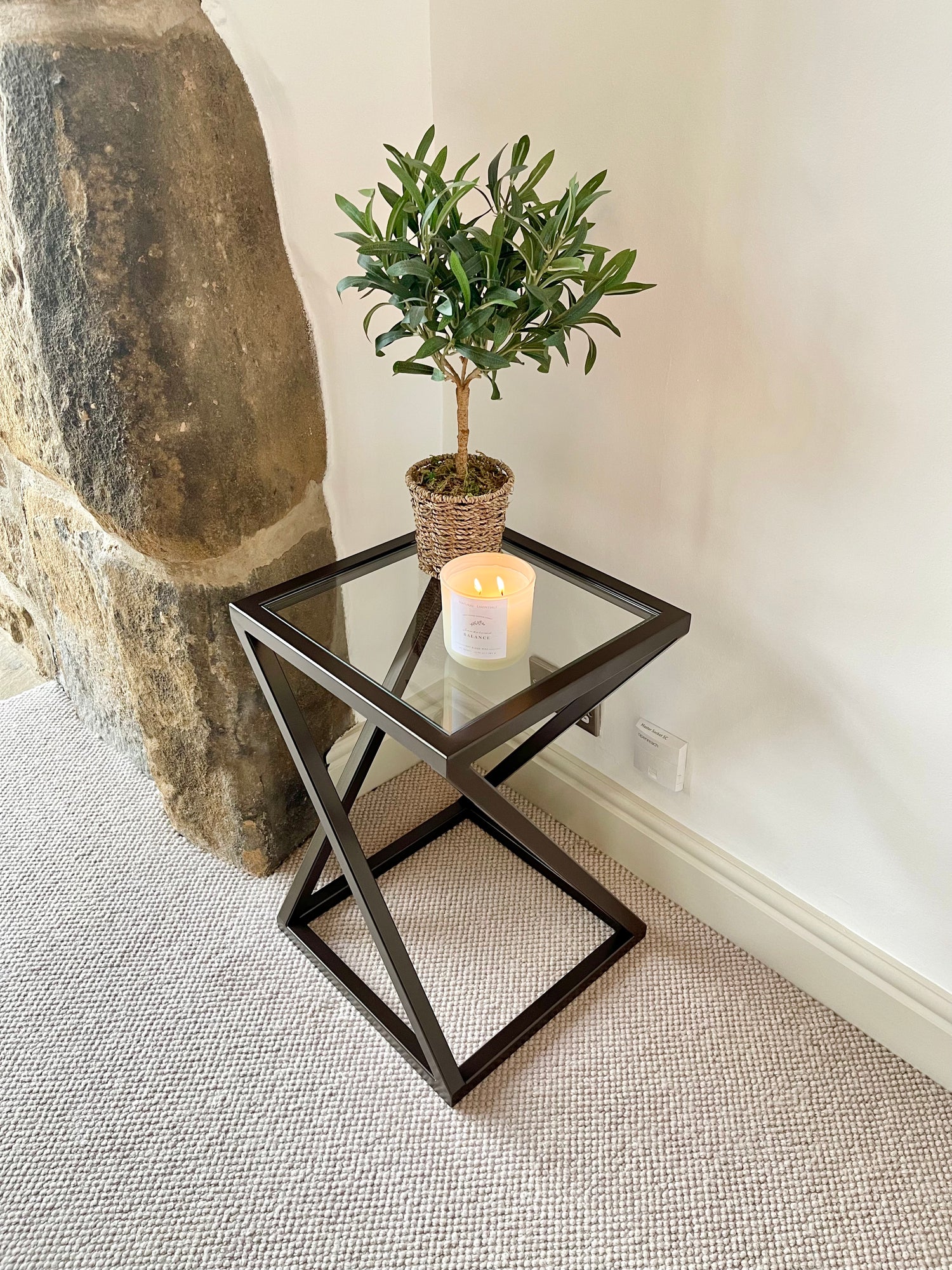 Twisted Glass Side End Table Dark Bronze