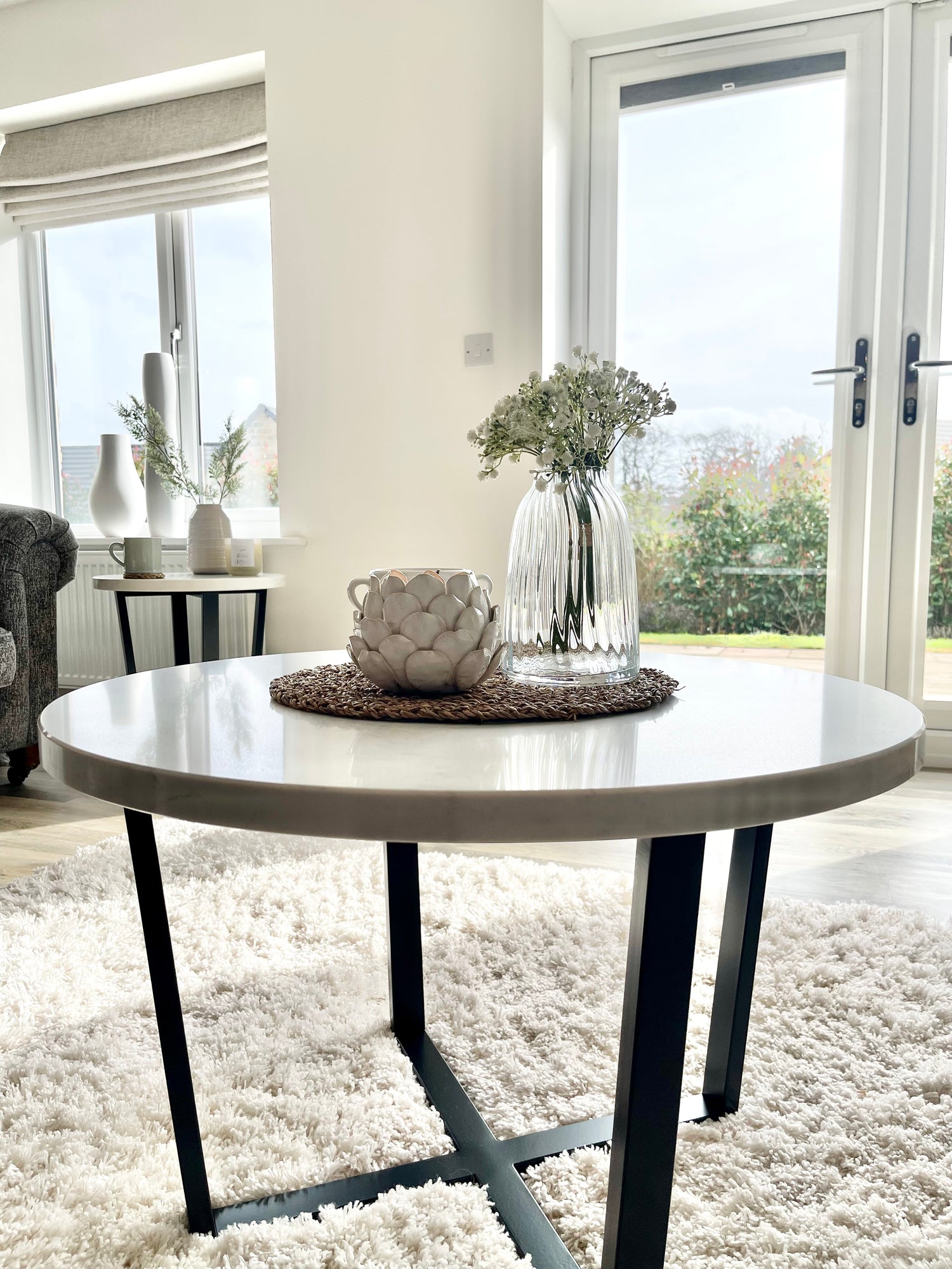 Luna Round Marble Metal Coffee Table