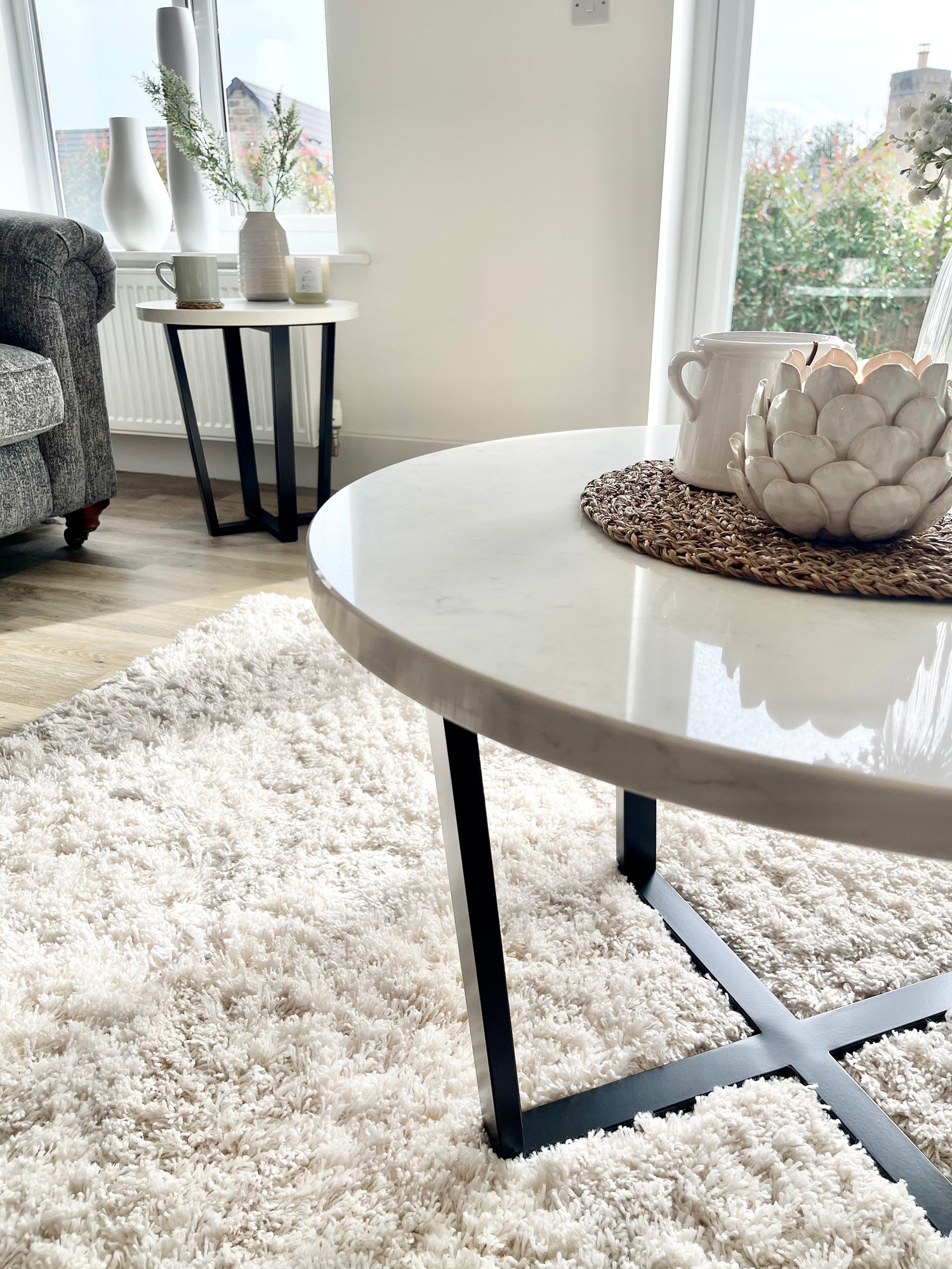 Luna Round Marble Metal Coffee Table