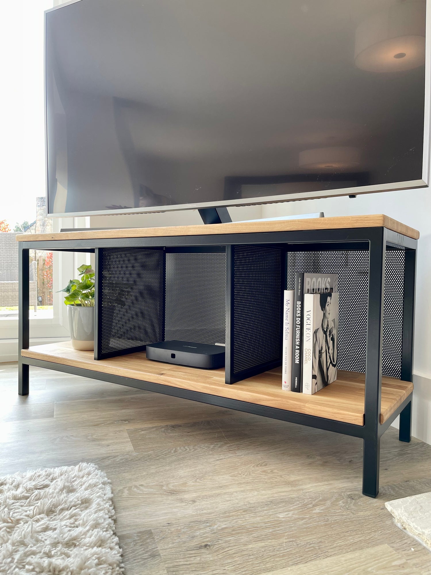 Oak Metal TV Media Unit