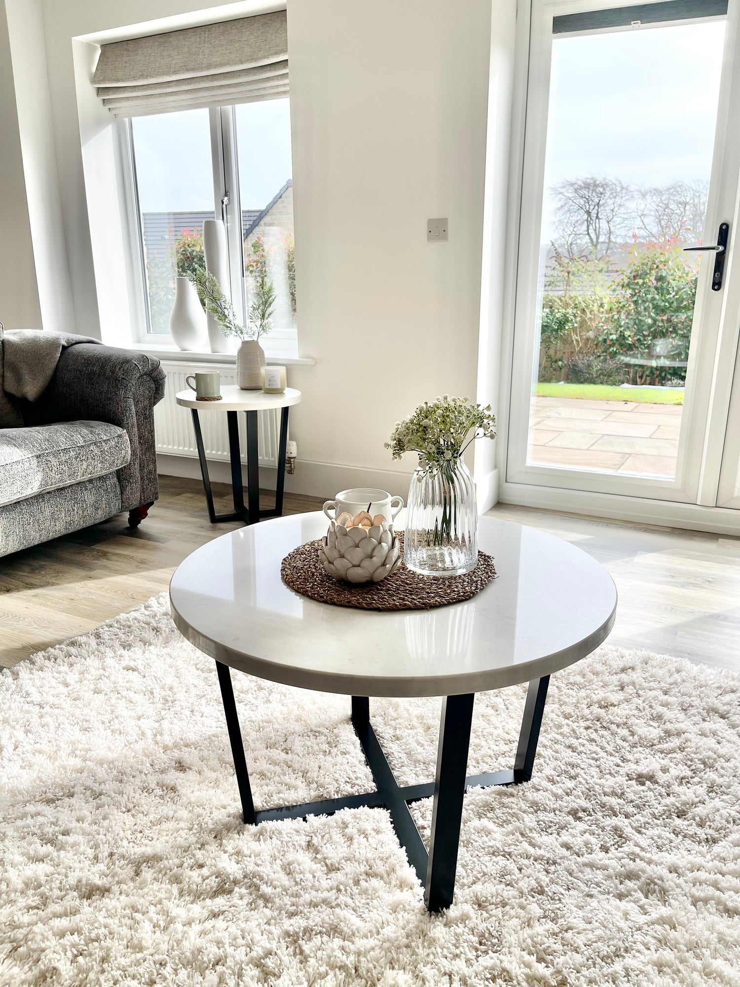 Luna Round Marble Metal Coffee Table