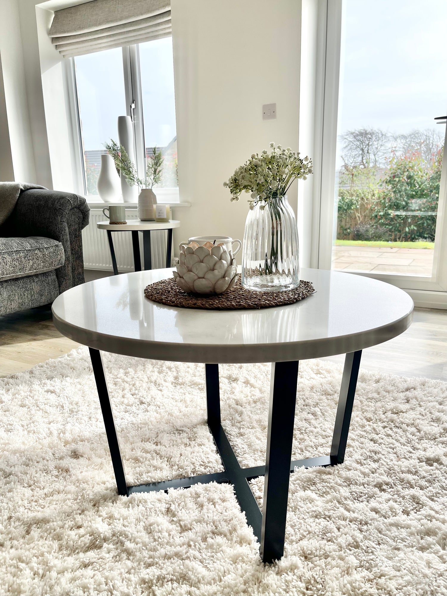 Luna Round Marble Metal Coffee Table