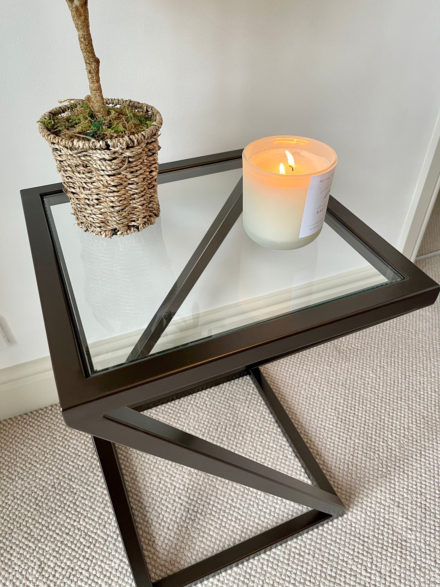 Twisted Glass Side End Table Dark Bronze