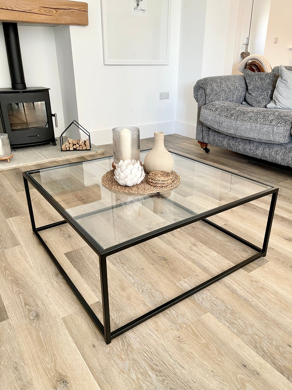 Mila Square Metal Glass Coffee Table