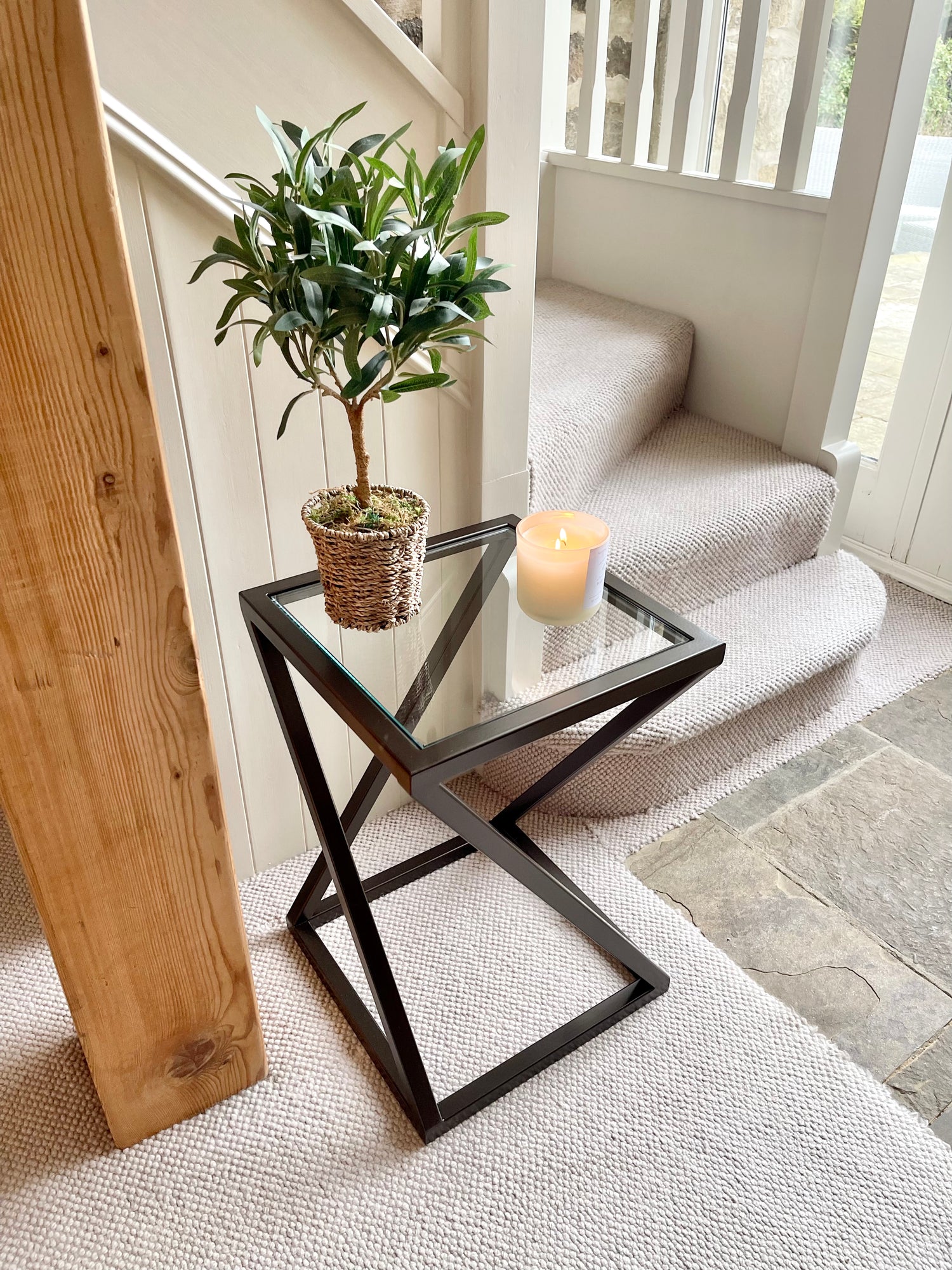 Twisted Glass Side End Table Dark Bronze