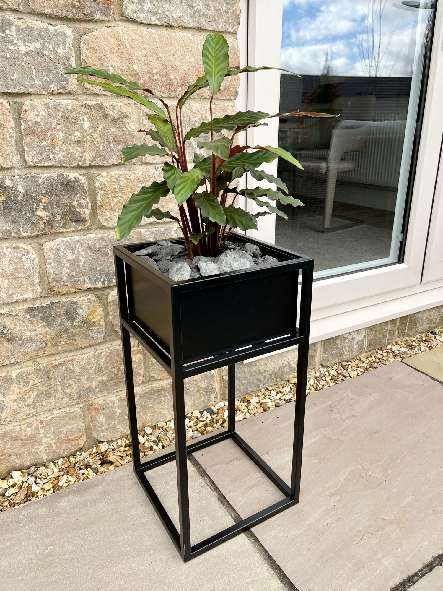 Metal Standing Square Planter Tall